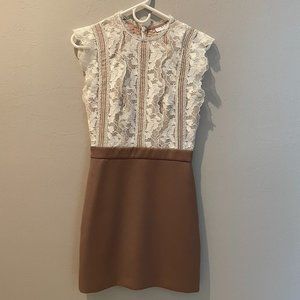 Reiss lace cream and beige party dress size US4/UK8/EU38